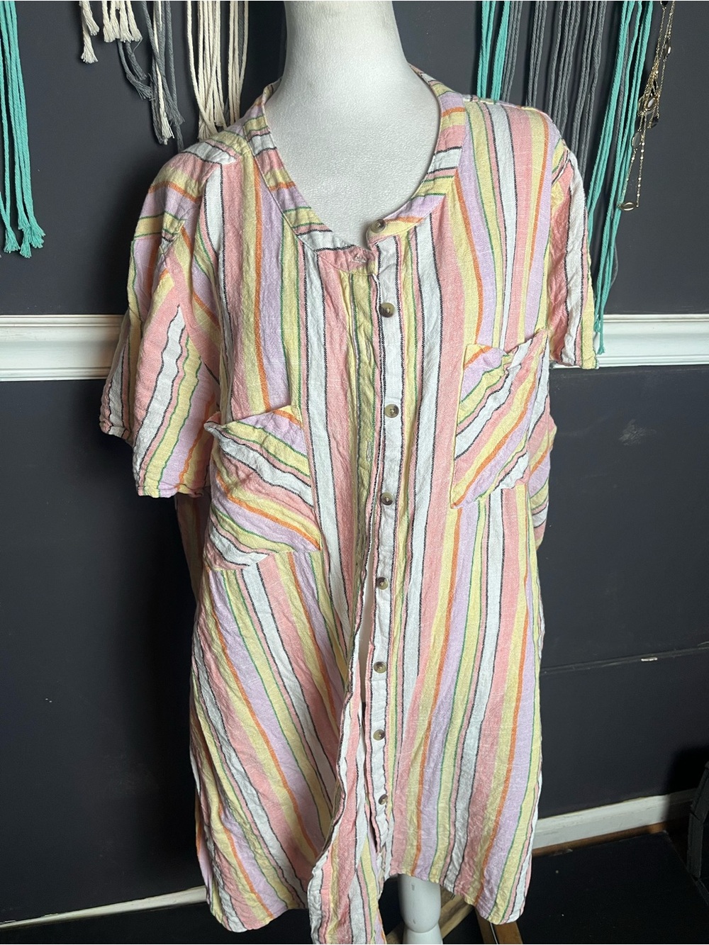 Linen Blend Striped Shirt Women’s size 1X 22/24